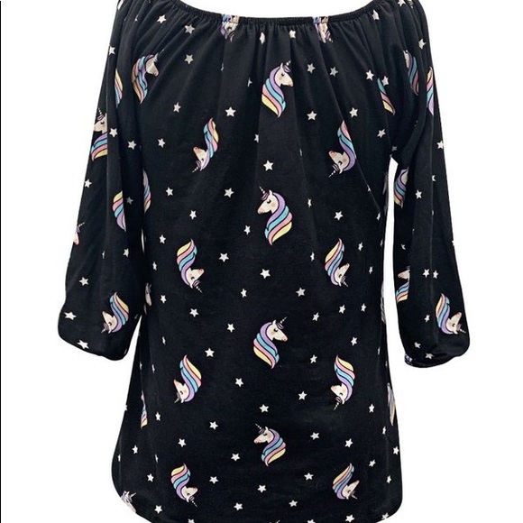 Brand new girls black unicorn top. Size-7/8, 10/12, 14 - Picture 2 of 2